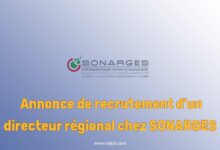 Annonce de recrutement d'un directeur régional chez SONARGES