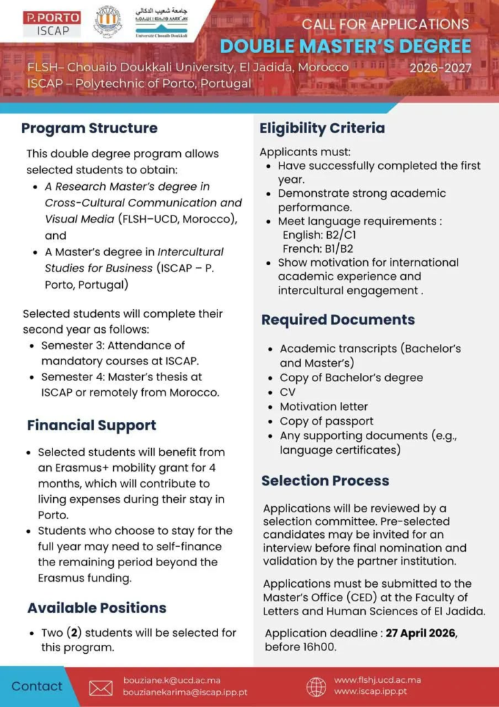 Call for applications Double Master's degree 2