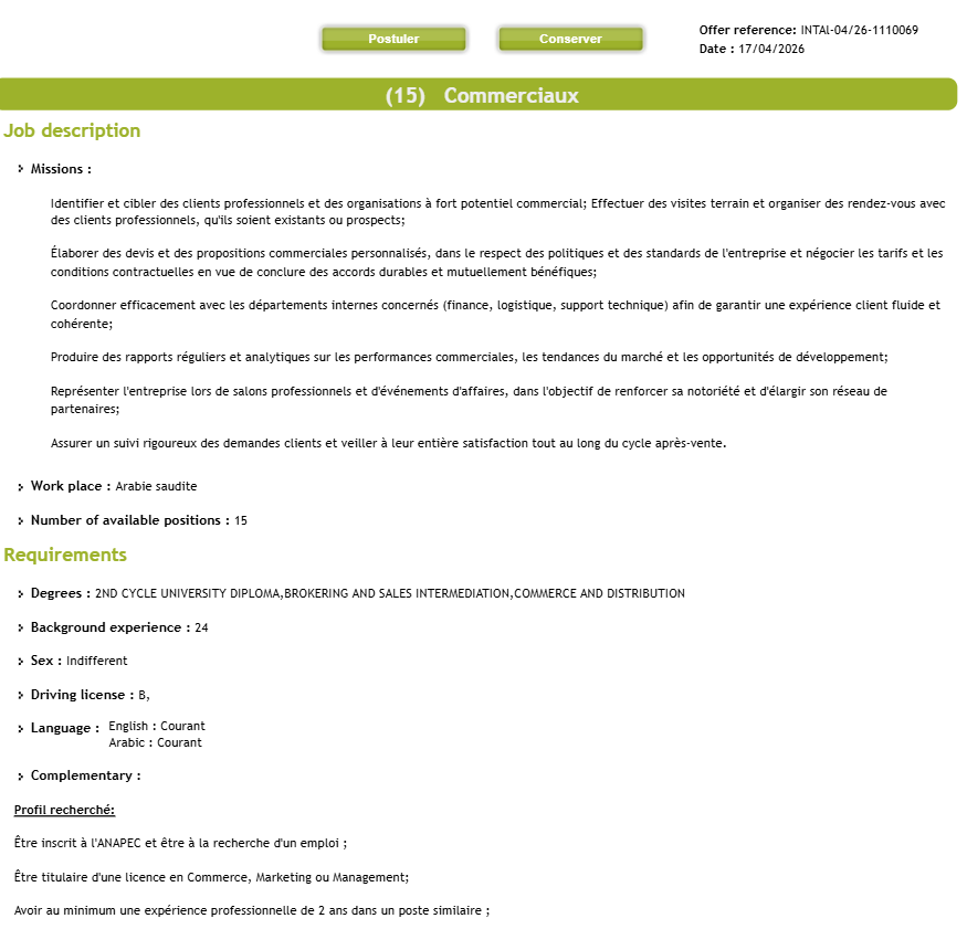 15 Commercial Officers