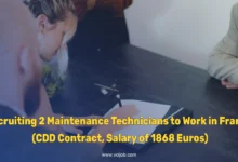 Recruiting 2 Maintenance Technicians to Work in France (CDD Contract, Salary of 1868 Euros)