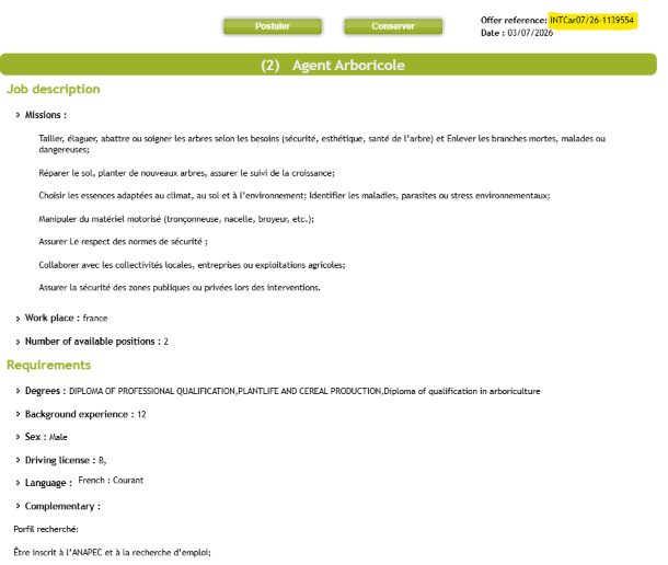 Job contracts in France for 2 tree pruning and planting workers – ANAPEC 2026