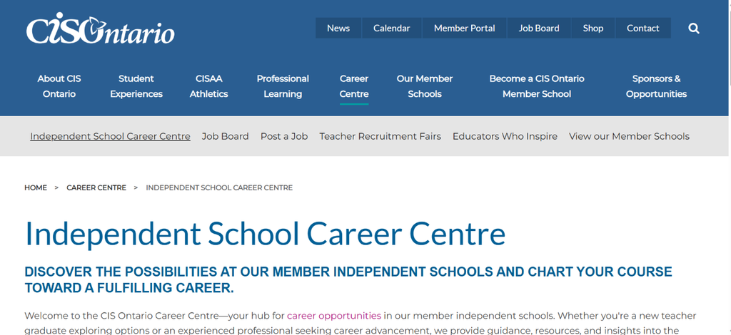 CIS Ontario: Independent school jobs in Ontario